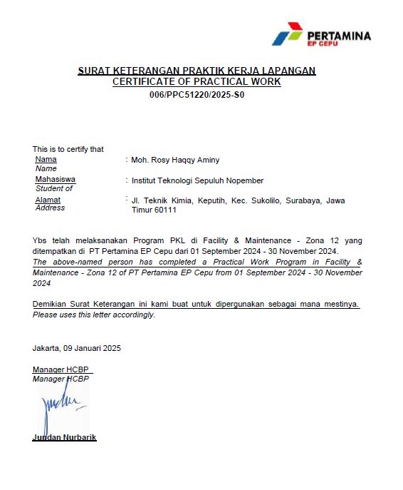 Pertamina certificate of practical work